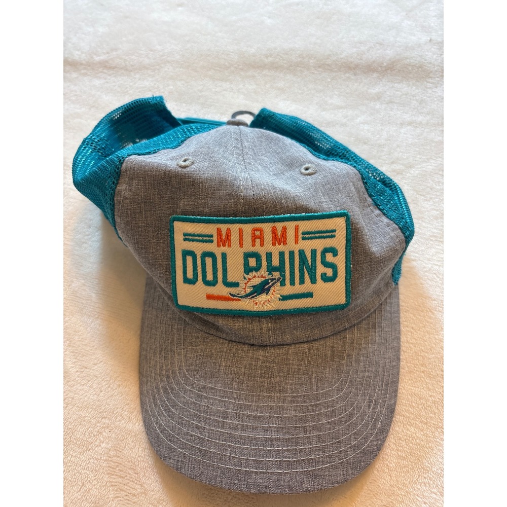 Miami Dolphins NFL Team Apparel Trucker Hat Gray Teal Mesh Snapback Cap